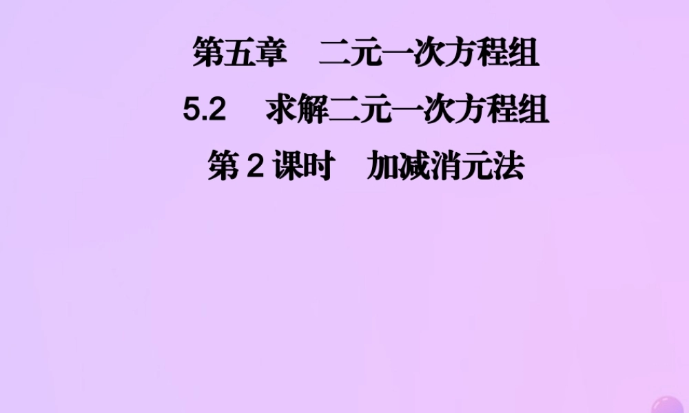 八年级数学上册 第五章 二元一次方程组 5.2 求解二元一次方程组 第2课时 加减消元法习题课件 (新版)北师大版 课件