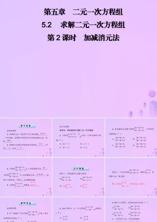 八年级数学上册 第五章 二元一次方程组 5.2 求解二元一次方程组 第2课时 加减消元法习题课件 (新版)北师大版 课件