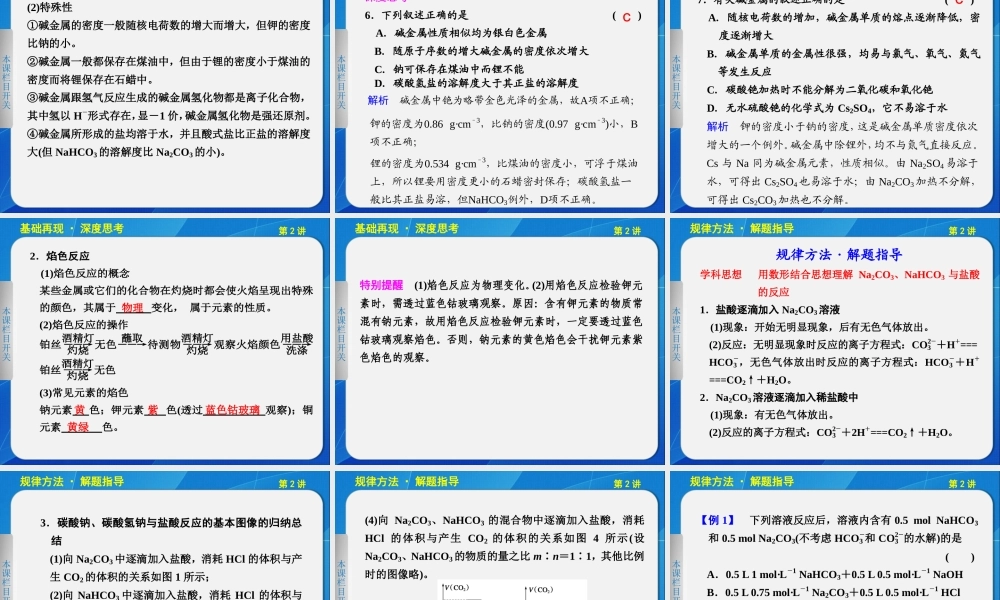 2013步步高化学大一轮复习讲义第三章_第2讲碳酸钠与碳酸氢钠、碱金属