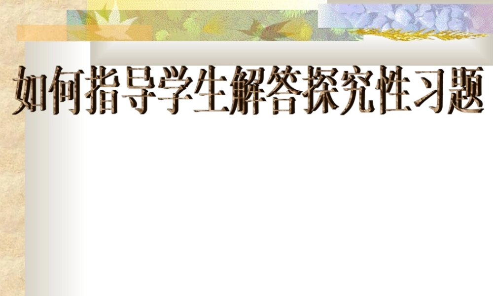 初三化学课件如何指导学生解答探究性习题 人教版 课件