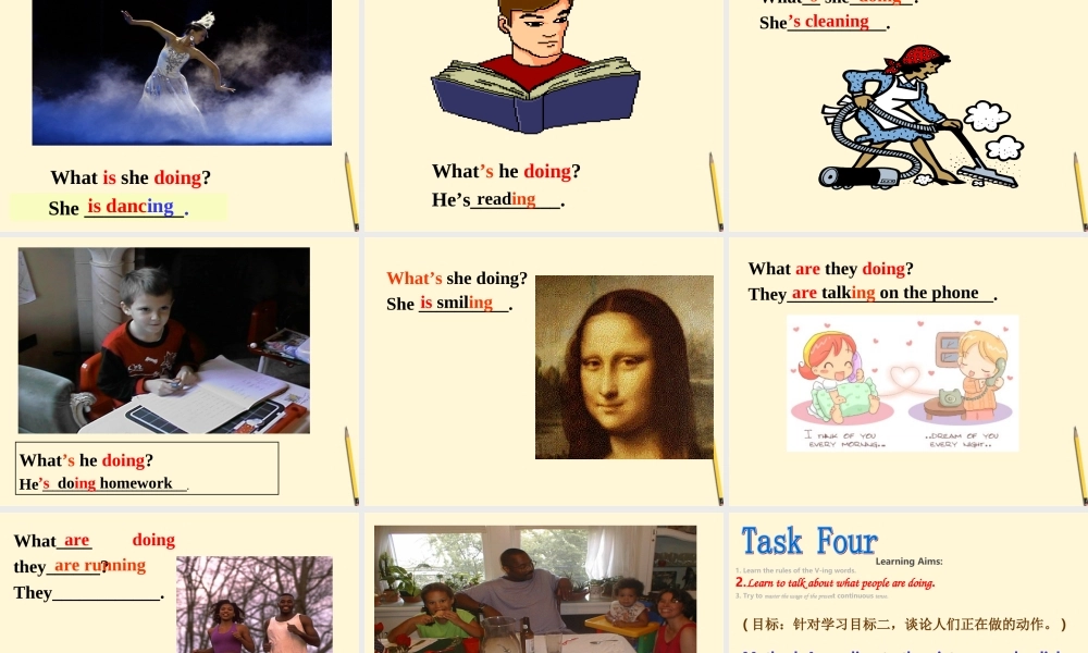 中学七年级英语 Unit5(I m watching TV)课件