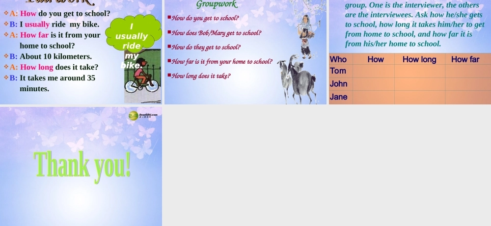 八年级英语上册(Unit 4 How do you get to school Section A-P2)课件 人教新目标版 课件