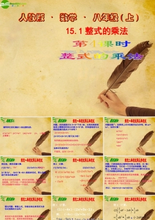 八年级数学上册 15.1整式的乘法(第4课时)课件 人教新课标版 课件
