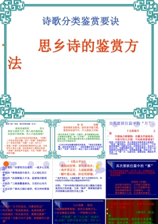 思乡诗的鉴赏方法  课件
