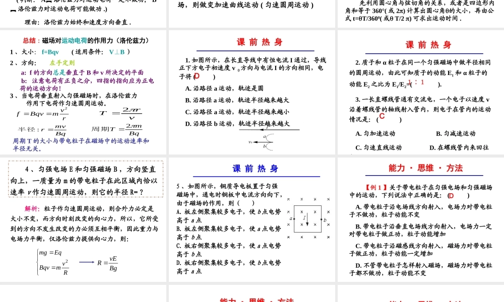 磁场对运动电荷的作用力复习