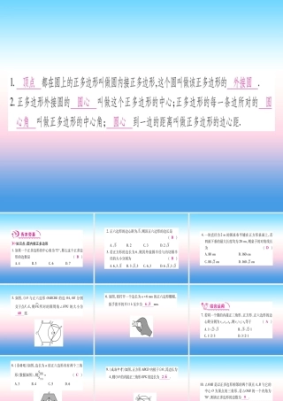 九年级数学下册 第3章 圆 38(圆内接正多边形)课堂导练课件(含中考真题)(新版)北师大版 课件