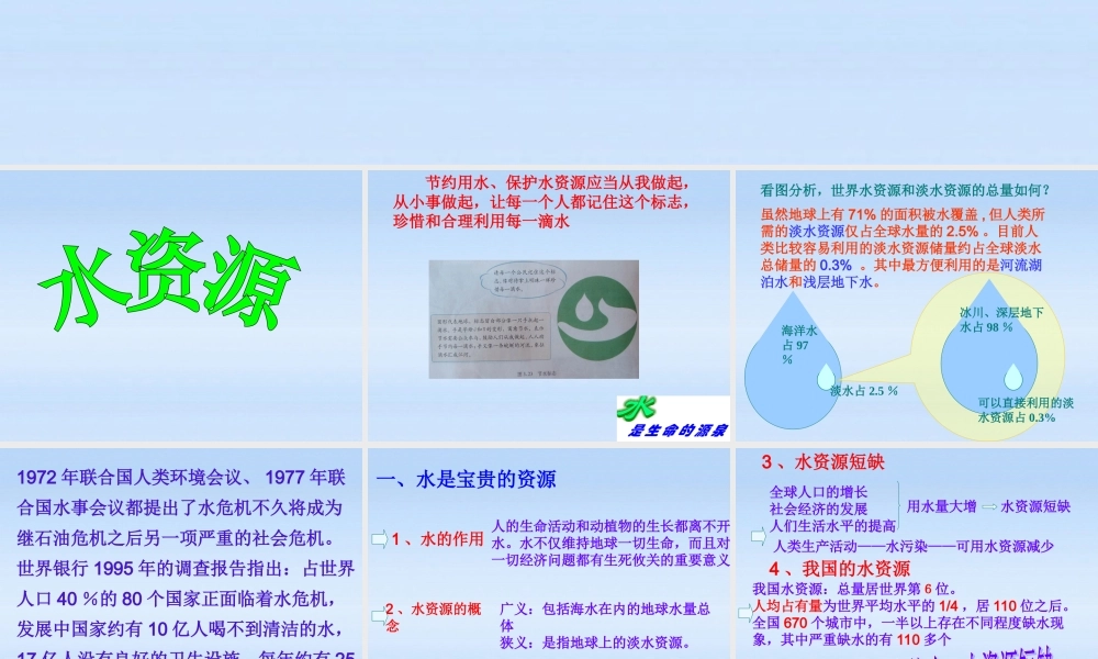 八年级地理上册 3.3水资源课件 人教新课标版 课件
