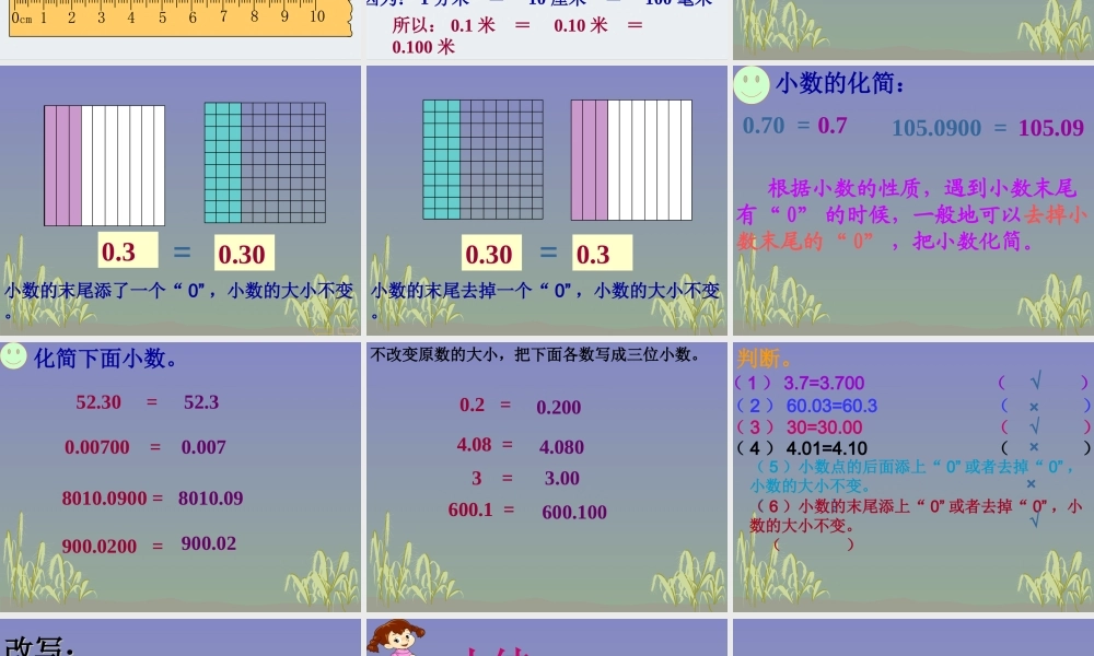 人教版四年级数学下册《小数的性质及应用》PPT课件