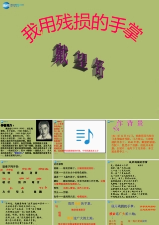 九年级语文下册 2 我用残损的手掌课件8 新人教版 课件