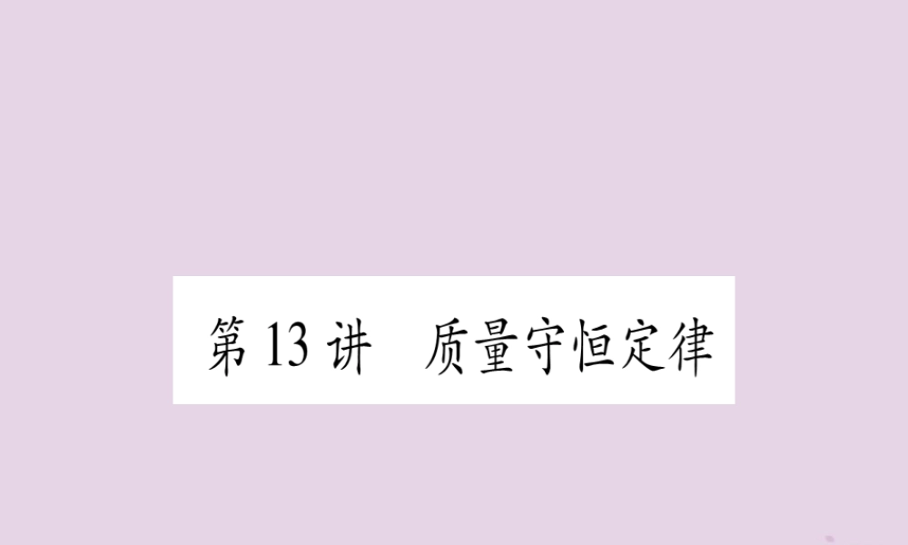 中考化学复习 第一部分 基础知识 第二单元 化学基本概念和原理 第13讲 质量守恒定律(精练)课件