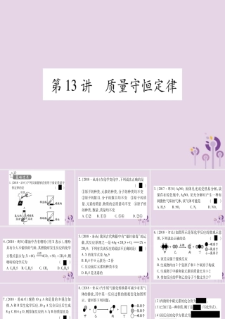 中考化学复习 第一部分 基础知识 第二单元 化学基本概念和原理 第13讲 质量守恒定律(精练)课件
