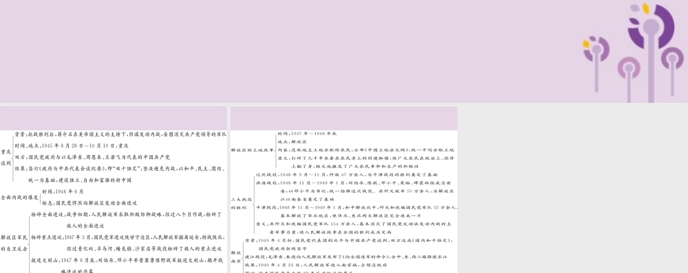 八年级历史上册 第八单元 人民解放战争复习提纲课件 川教版 课件