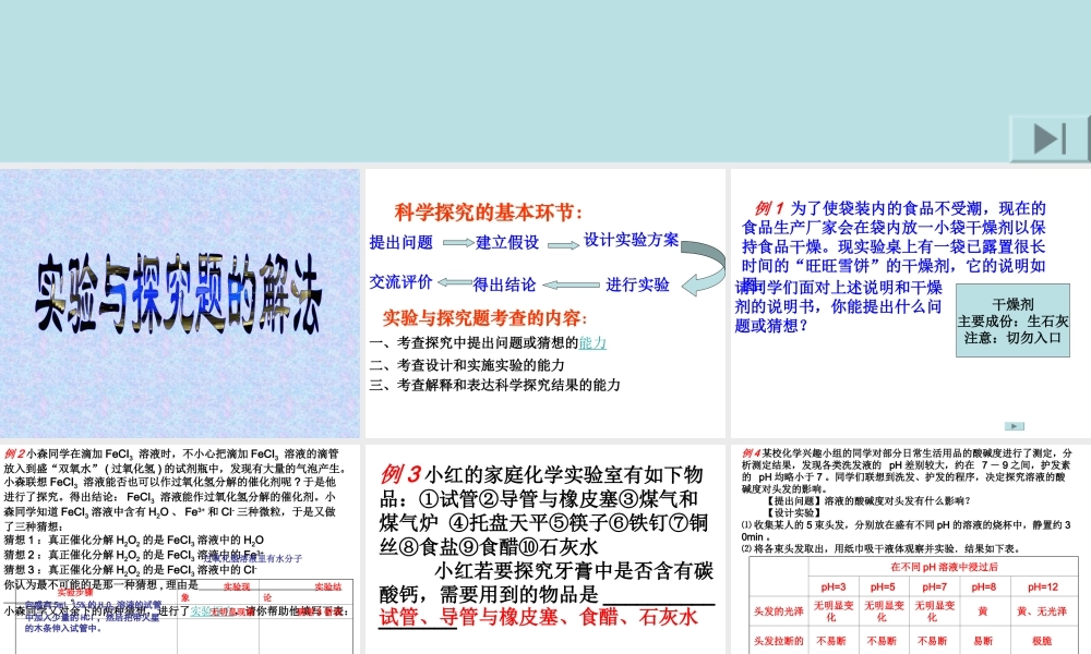 中考化学实验与探究题的解法初探课件