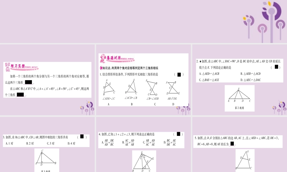 九年级数学上册 第3章 图形的相似 34 相似三角形的判定与性质 341 第2课时 作业课件 (新版)湘教版 课件