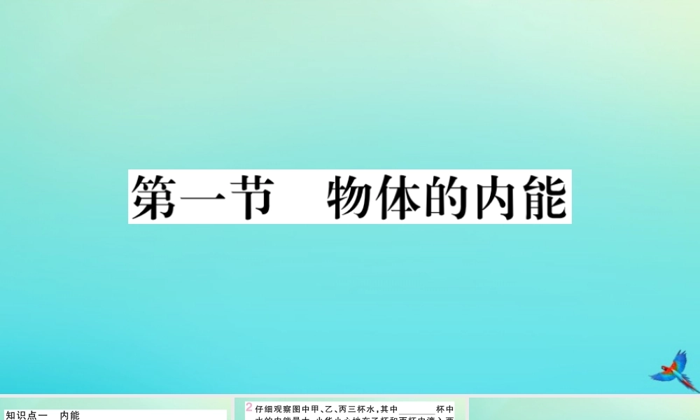 九年级物理全册 第十三章 内能与热机 第一节 物体的内能习题讲评课件 (新版)沪科版 课件