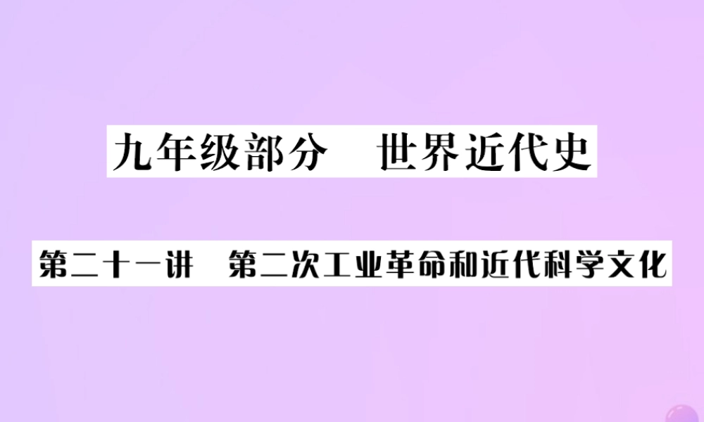 中考历史总复习 第二十一讲 第二次工业革命和近代科学文化课件 新人教版 课件