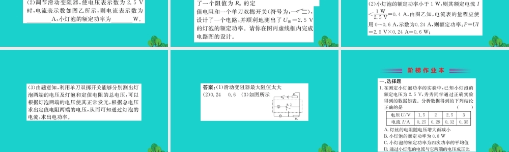 九年级物理全册 第十八章 第3节 测量小灯泡的电功率习题课件 (新版)新人教版 课件