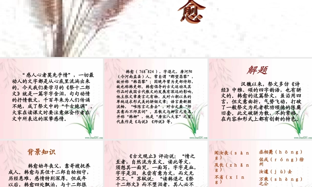 天津市高二语文祭十二郎文课件 人教版 课件