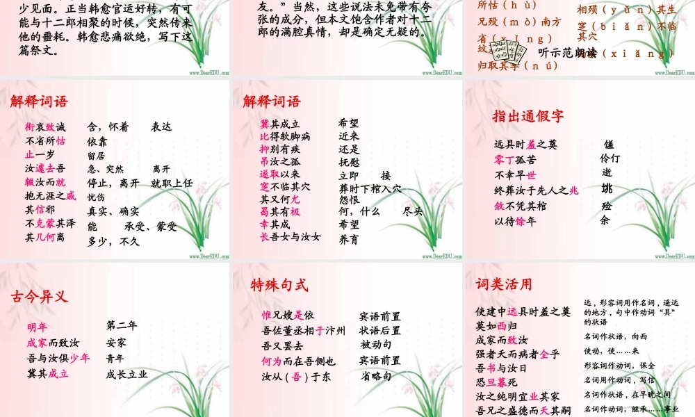 天津市高二语文祭十二郎文课件 人教版 课件