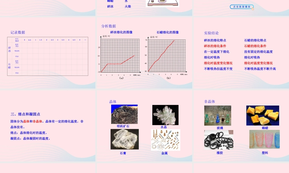 九年级物理全册 第十二章 第二节 熔化与凝固课件 (新版)沪科版 九年级物理全册 第十二章 第二节 熔化与凝固课件+素材(新版)沪科版