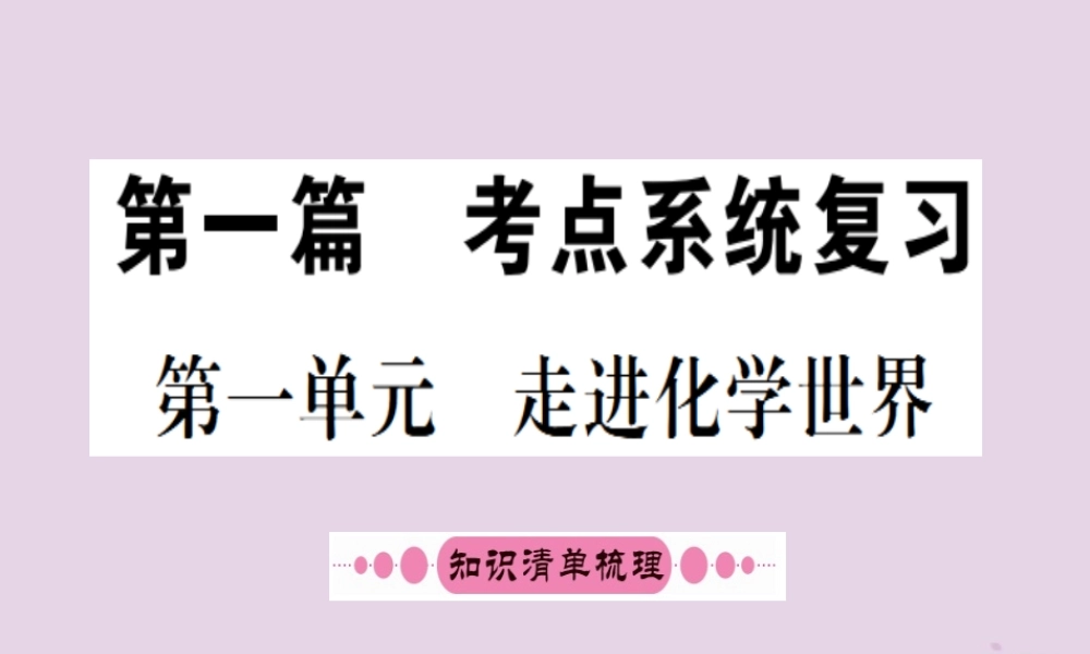 云南省中考化学一轮考点复习 第一单元 走进化学世界课件