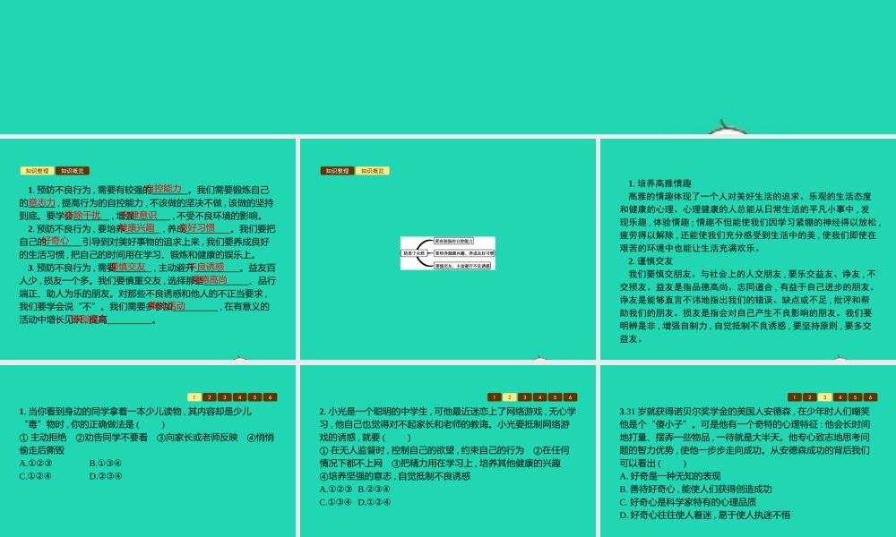 八年级道德与法治上册 第三单元 明辨善恶是非 第7课 防微杜渐 第2站 防患于未然课件 北师大版 课件