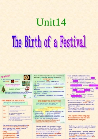 人教版高一英语Unit14 The Birth of a Festival 课件