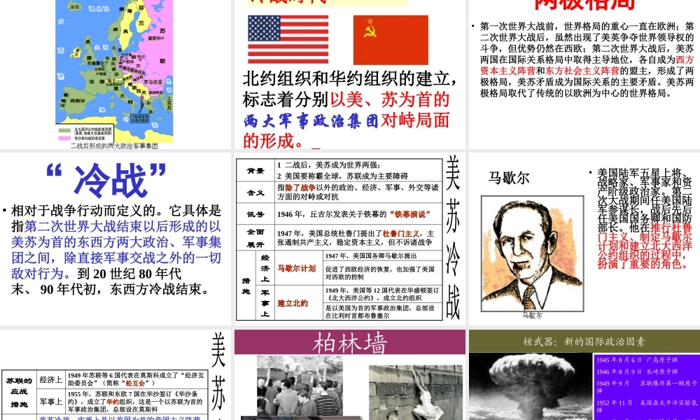 初三历史 两极 与 冷战 人教版 课件