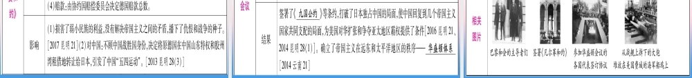 中考历史准点备考 板块五 世界现代史 主题一 第一次世界大战和俄国十月革命 第一次世界大战后的世界课件 新人教版 课件