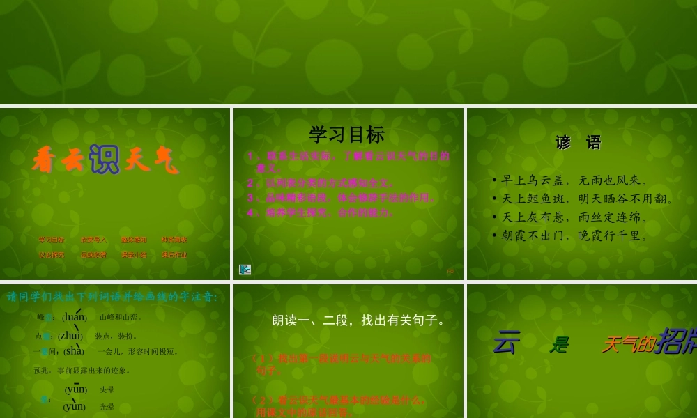 新疆兵团第八师一四四团中学七年级语文上册 22 看云识天气课件 (新版)新人教版