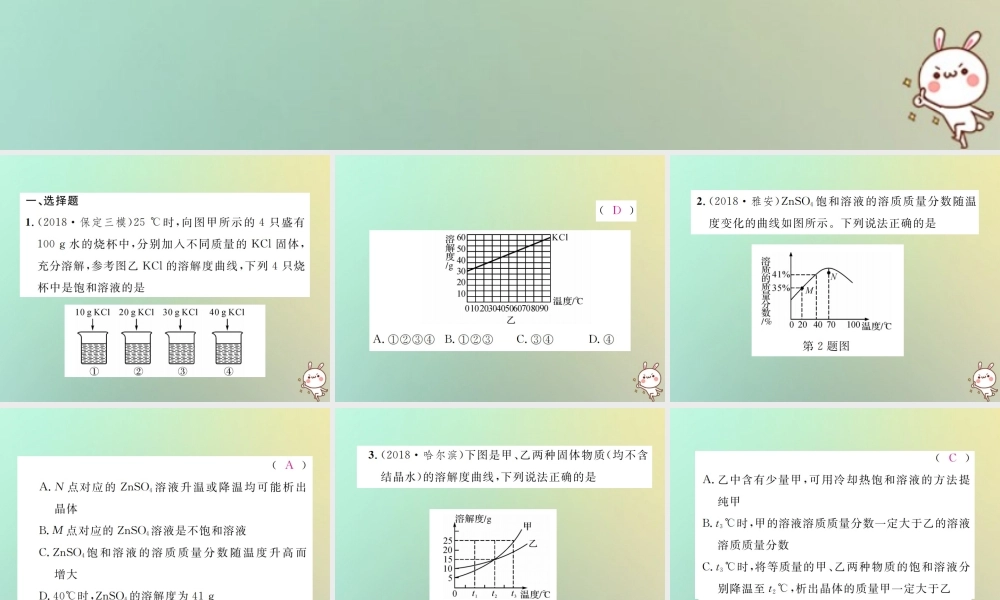 中考化学复习 滚动小专题(一)溶解度曲线及其应用课件