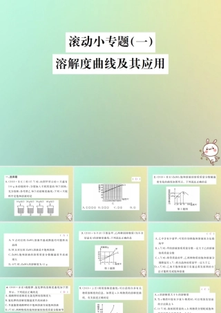 中考化学复习 滚动小专题(一)溶解度曲线及其应用课件
