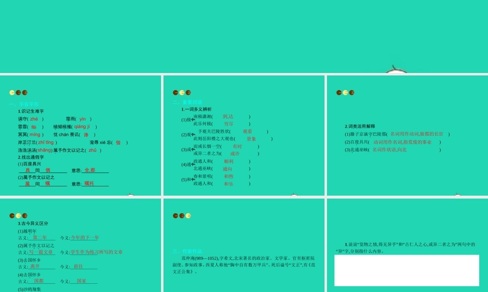 九年级语文上册 第五单元 二十 岳阳楼记课件 苏教版 课件