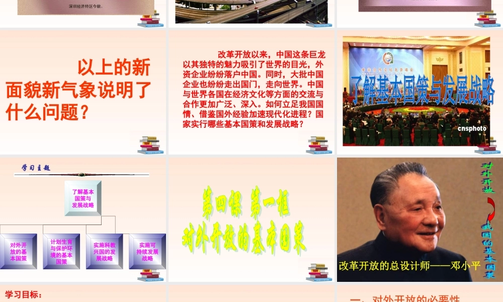 九年级政治(对外开放的基本国策)人课件 教新课标版 课件