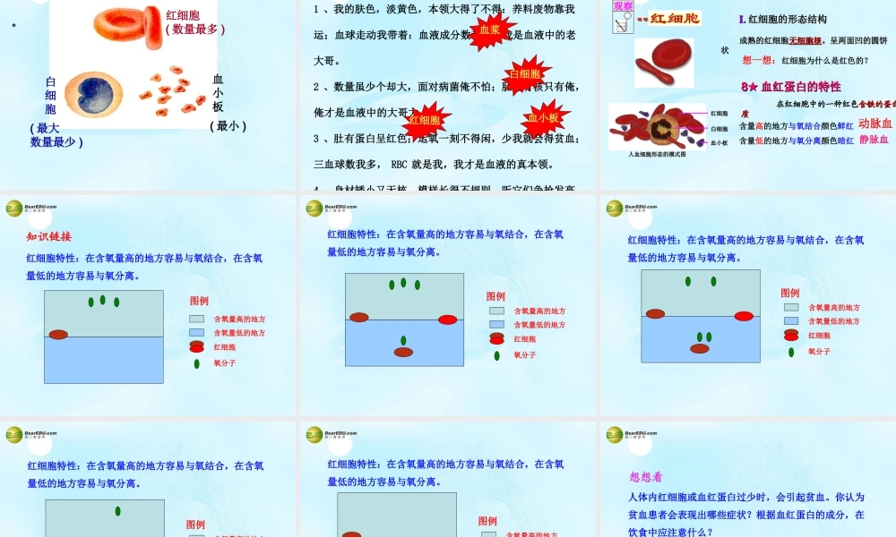 中学七年级生物下册 物质运输的载体课件 济南版 课件