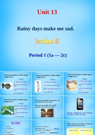 九年级英语全册 Unit 13 Rainy days make me sad Section B Period 1(1a 2c)课件 人教新目标版 课件