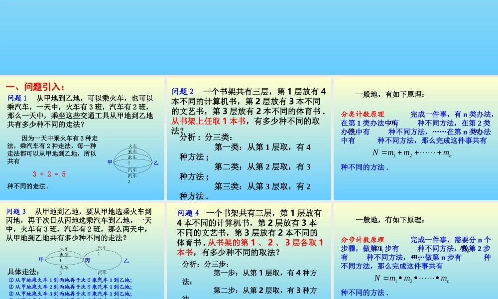分类计数原理和分步计数原理(1) 江苏地区高二数学二项式定理课件[整理九课时]人教版 江苏地区高二数学二项式定理课件[整理九课时]人教版