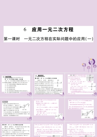 九年级数学上册 2(一元二次方程)6 应用一元二次方程 第1课时 一元二次方程在实际问题中的应用(1)习题课件 (新版)北师大版 课件