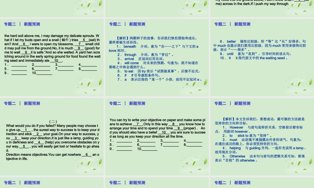广东省高考英语二轮复习 专题二 说明文型语法填空课件