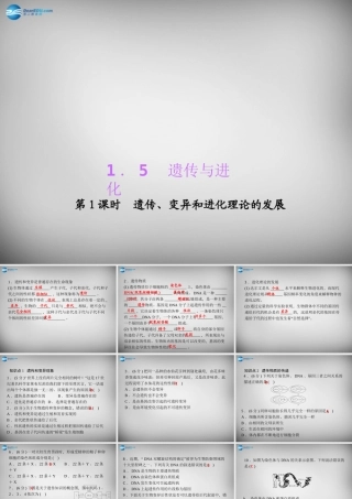 九年级科学下册 151 遗传、变异和进化理论的发展习题课件 浙教版 课件