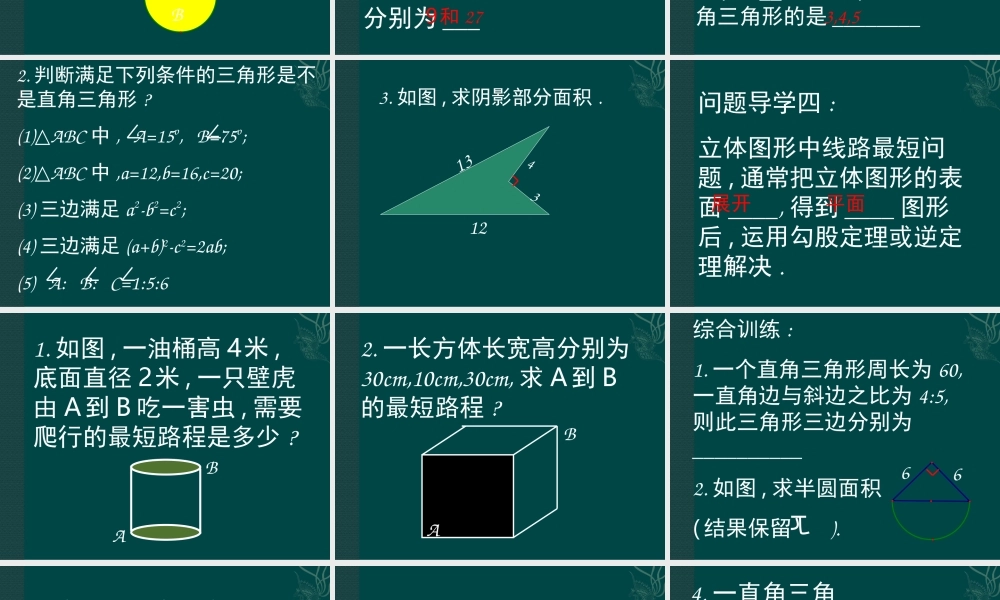 (北师大版八年级上)_数学：第一章勾股定理复习课件