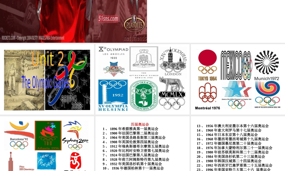 八年级英语Module 12 Yao Ming Unit2 The Olympic Games课件外研版 课件