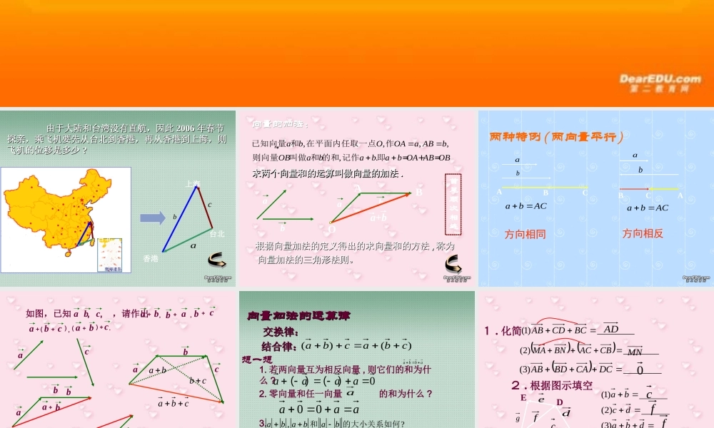 新课标高一数学向量的加法 课件