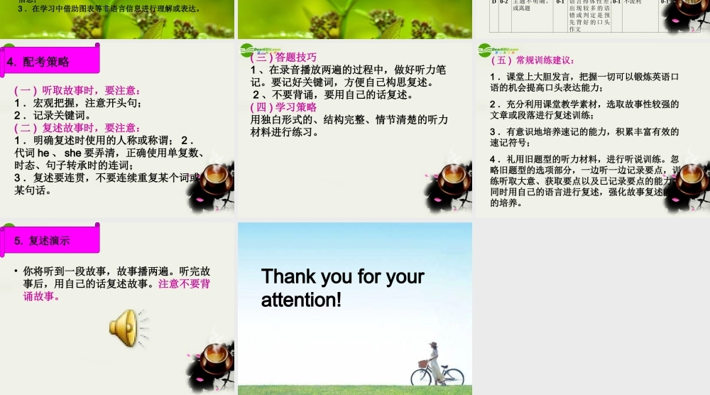 广东高考英语 口语指导--Part C retelling课件 新人教版 课件