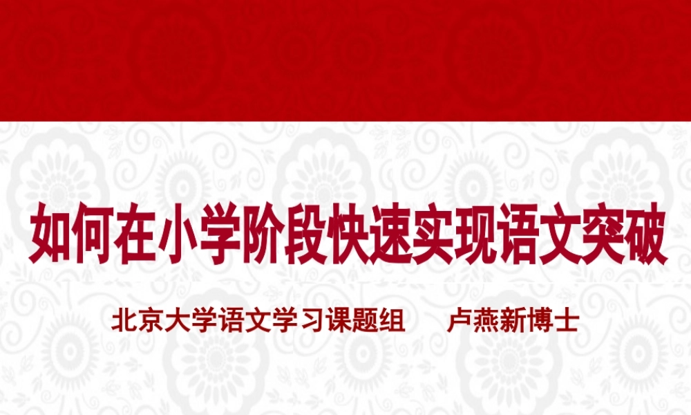 如何在小学阶段快速实现语文突破