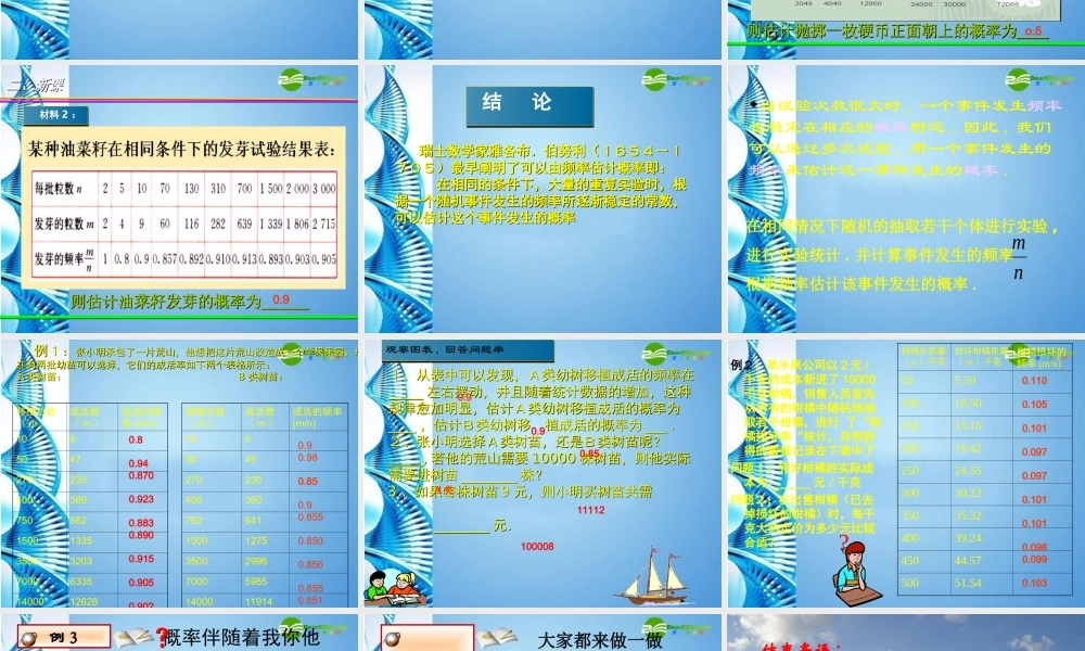 九年级数学上册 (用频率估计概率)课件(2) 湘教版 课件