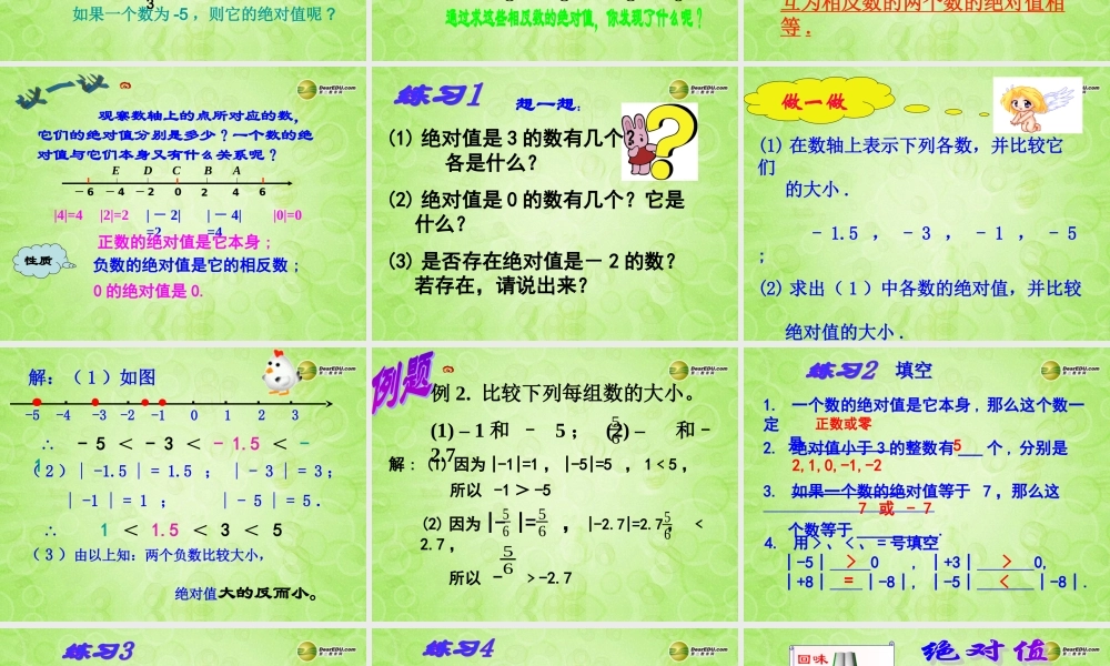 中学七年级数学上册 绝对值课件 苏科版 课件