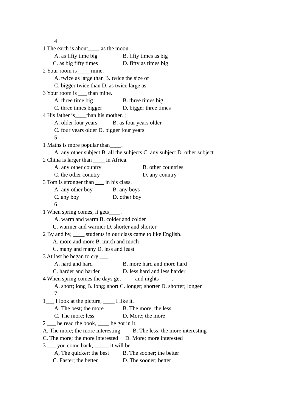 形容词比较级和最高级练习题_第2页