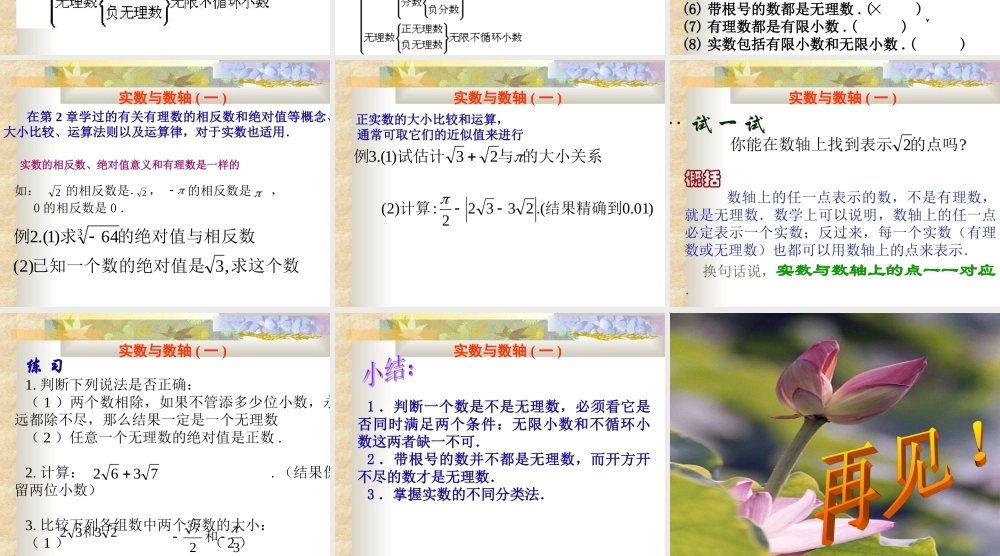 八年级数学实数与数轴课件3湘教版 课件