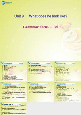 七年级英语下册 Unit 9 What does he look like Grammar Focus－3d(预习导航+堂堂清+日日清)课件 (新版)人教新目标版 课件